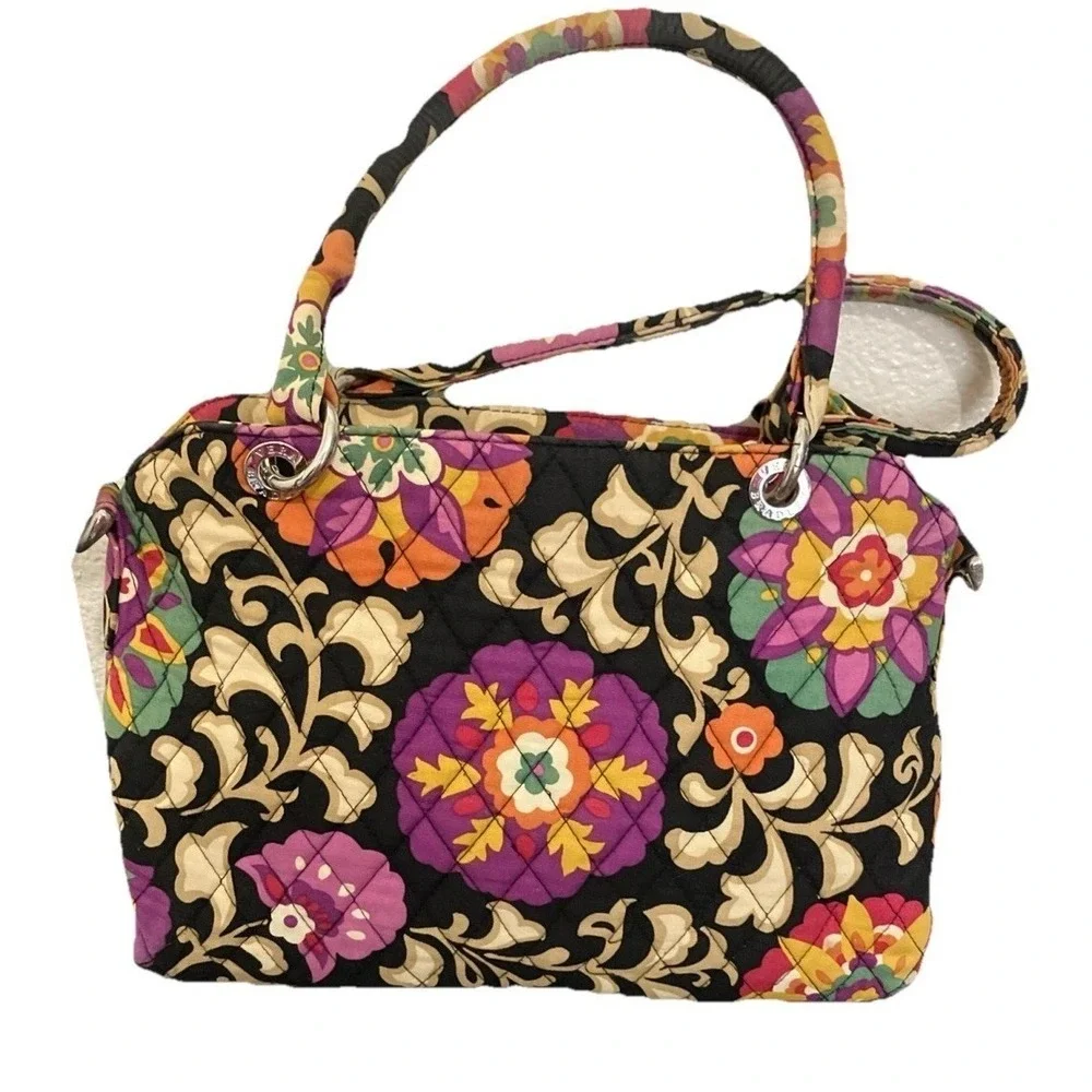 Vera Bradley Women's Retired Suzani Adjustable Bag Purse Purple Black